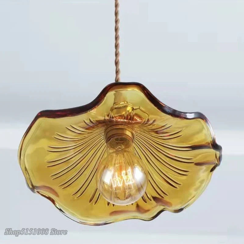 Modern Colorful Glass and Copper Pendant Light