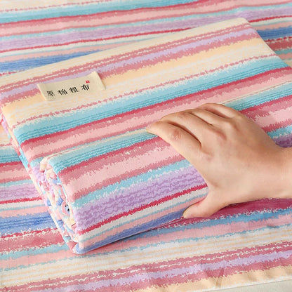 DecorBites™ Cotton Striped Fitted Bed Sheet for Queen Double Mattress Cover