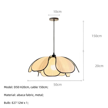 Decorbites™ Cremiges Abaca-Stoff LED-Hängeleuchte – Nordisch-französisches Wabi-Sabi Hängelampe