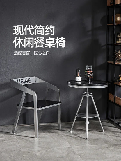 Decorbites™ Industrielle Eisenkunst Eichenholz-Esszimmerstuhl für Café & Bar