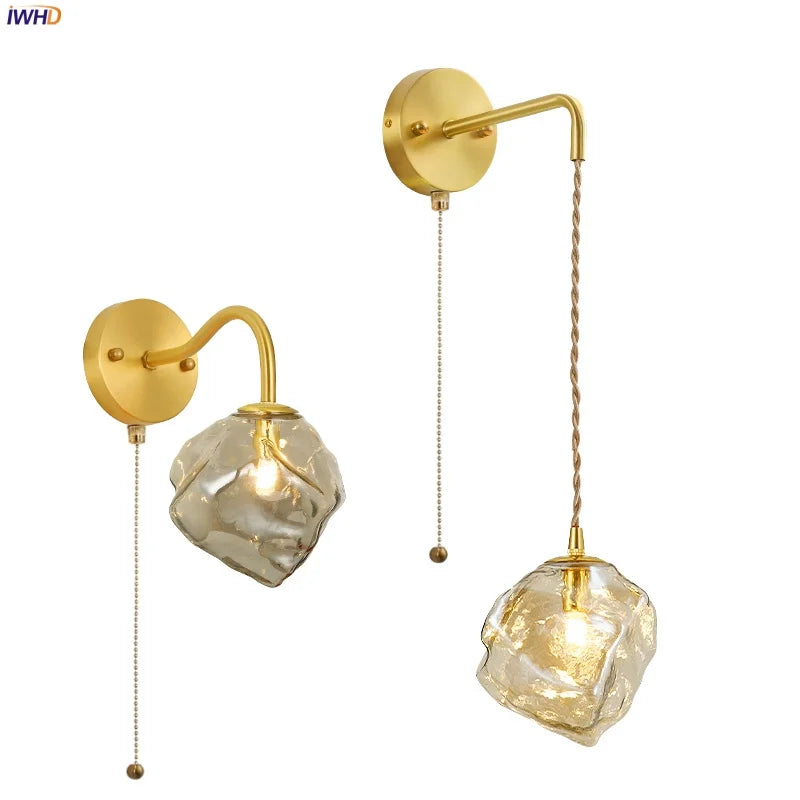 Decorbites™ Lava-Eis-Glas-LED-Wandleuchte Messing Vintage Wandlampe