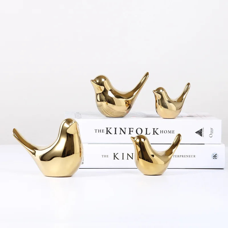Decorbites™ Goldene Silberne Vogel-Figuren Moderne Keramikstatuen - Wohnraumausstattung Hochzeitsgeschenke