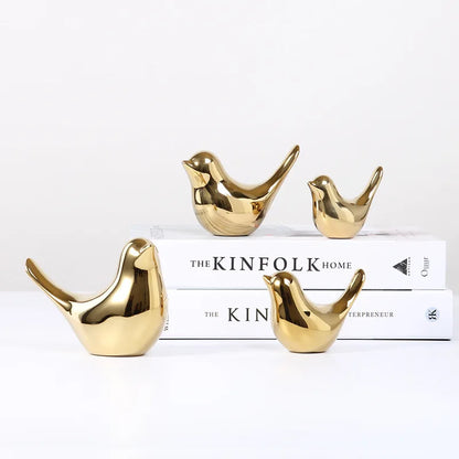 Decorbites™ Goldene Silberne Vogel-Figuren Moderne Keramikstatuen - Wohnraumausstattung Hochzeitsgeschenke