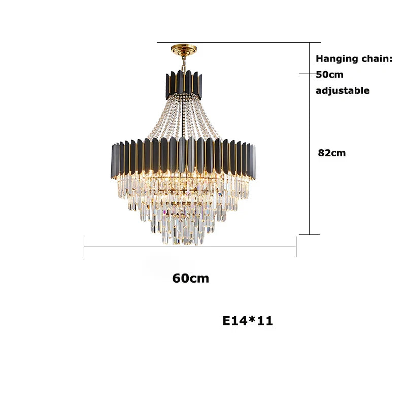 Decorbites™ Kristall-LED-Kronleuchter in Schwarz-Gold-Finish für das Esszimmer