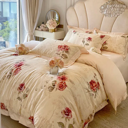 Decorbites™ Französisches Vintage-Rosen-1000TC-Ägyptische-Baumwoll-Bettwäsche-Set