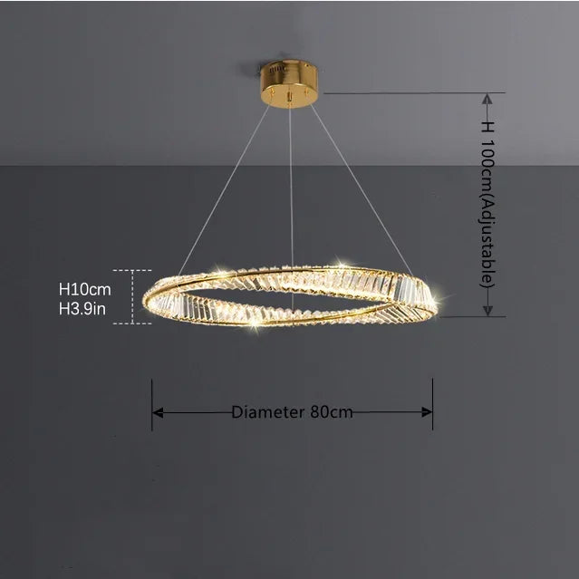 Decorbites™ DNA-Spirale Kristall-Lüster LED-Ring-Design für luxuriöses Wohnzimmer