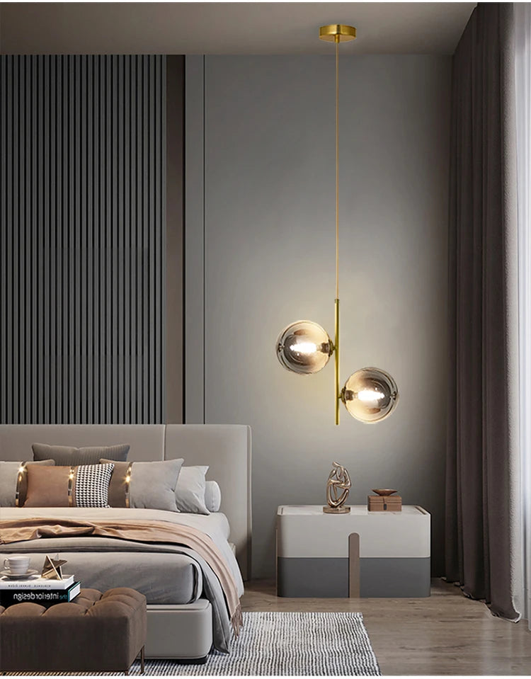 Nordische Glas-Kugelleuchten Pendellampen Spannung 110V 220V Heimdekoration Esszimmer Schlafzimmer Nachttisch Eck-Hängeleuchten für die Decke