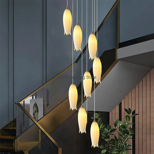 Decorbites™ Elegante Tulpen-Treppenleuchter: Luxuriöse Dekor-Hängeleuchte LED-Lampe für Lobby, Restaurant, Hotel.
