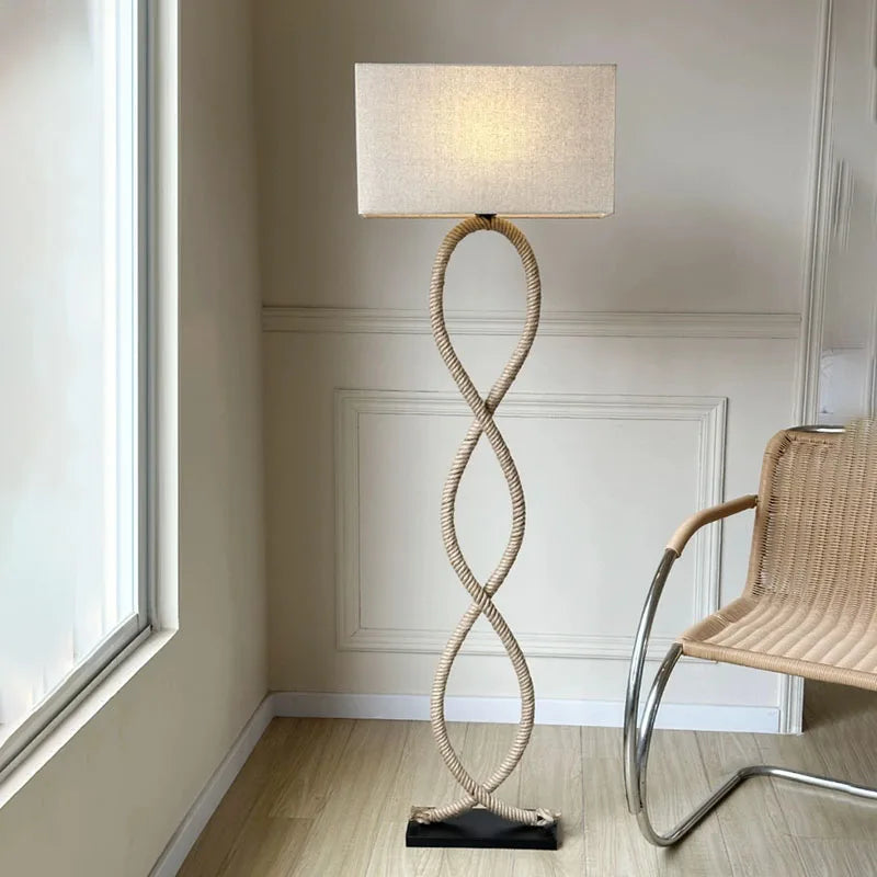 Rattan Fabric Floor Lamp