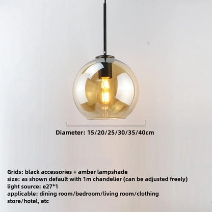 Smoky Gray Glass Globe Pendant Light With Iron Finish