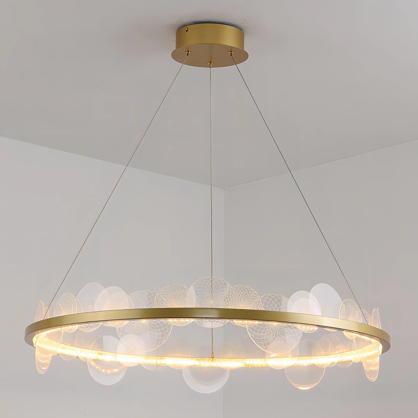 DecorBites™ Frost Texture LED Ring Chandelier for Living Room Office Ceiling