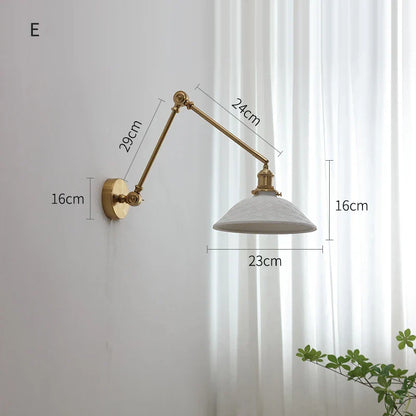 DecorBites™ Copper Swing Arm Wall Lights Sconce Up Down LED Modern Ceramic Lampshade
