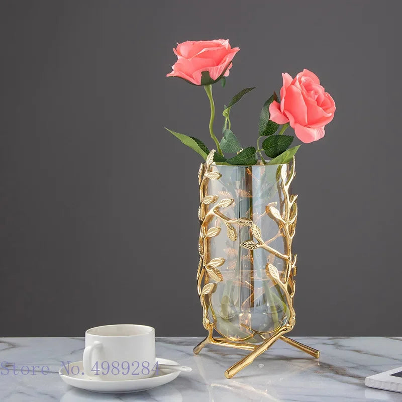 Gold Frame Glass Vase