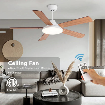 Decorbites™ 5-Blatt-Deckenventilator aus Holz mit Fernbedienung und einstellbarer Windgeschwindigkeit