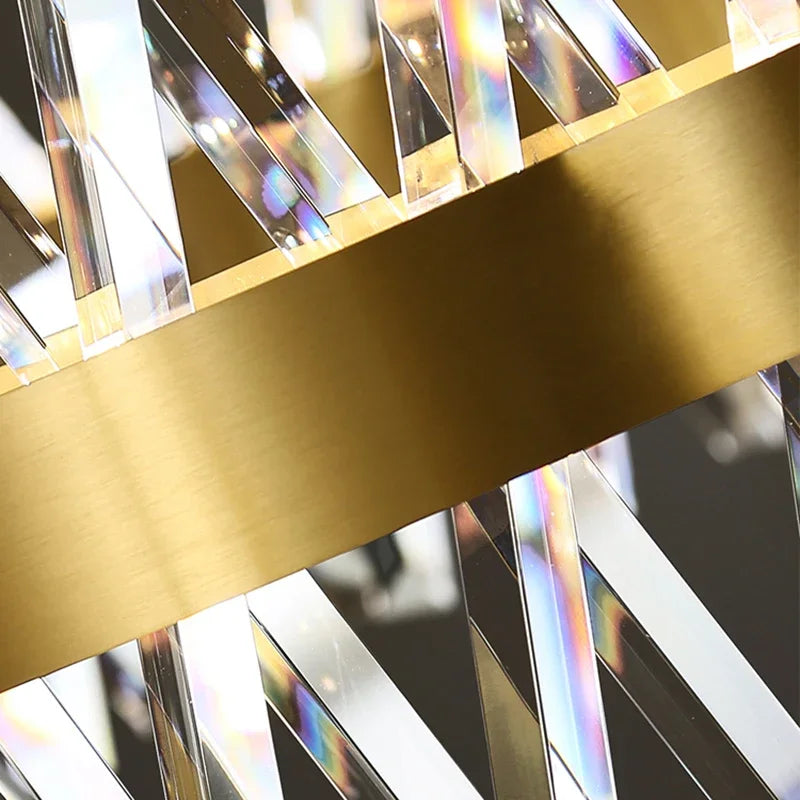 Gold Rectangle Crystal Chandelier L100cm LED