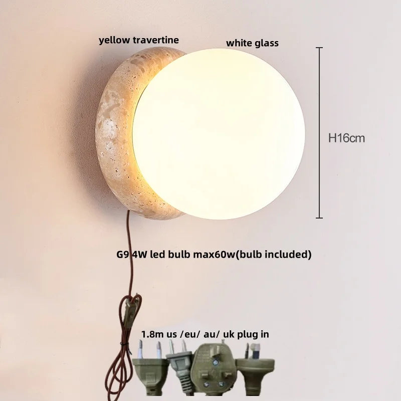 DecorBites™ LED Wall Lamp Pull Chain Yellow Stone Modern Mirror Light