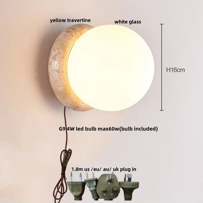 DecorBites™ LED Wall Lamp Pull Chain Yellow Stone Modern Mirror Light