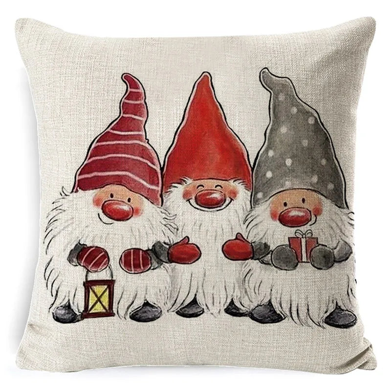 DecorBites™ Elk Print Linen Pillowcase: Festive Christmas Cushion Cover for Sofa - 2023 New Year Decor