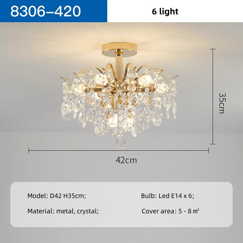 Gold Crystal Chandelier Light K9 14-Light D80cm