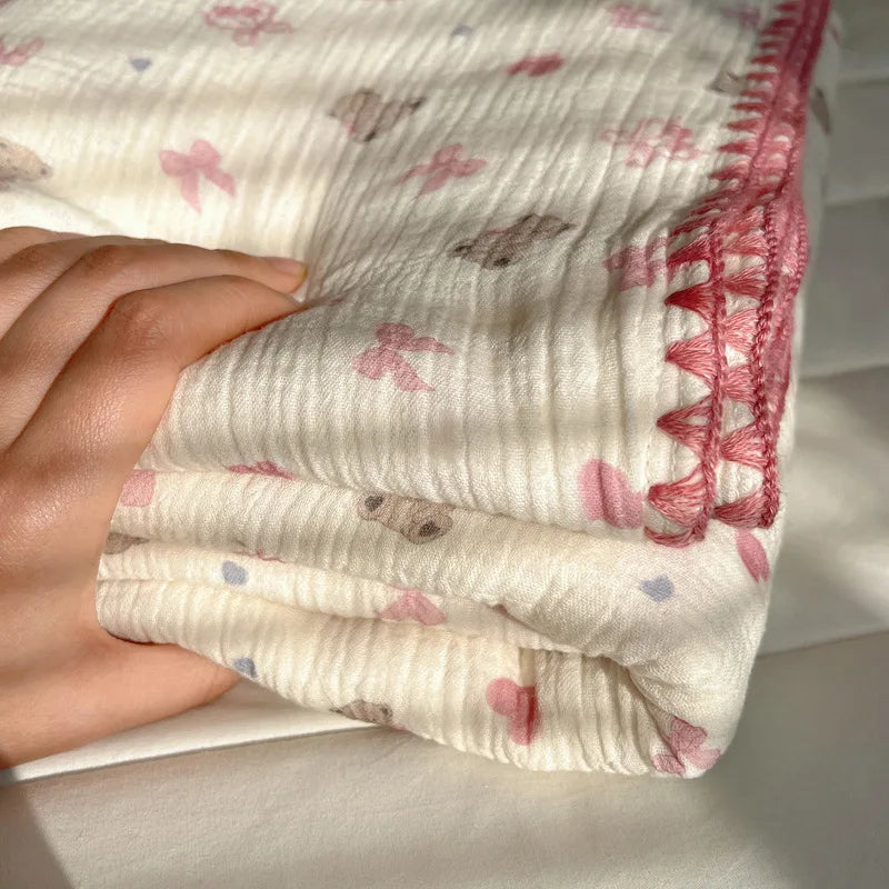 Cotton Cartoon Travel Blanket