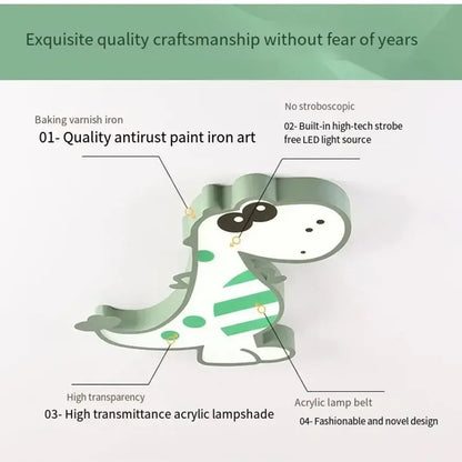 Decorbites™ Dinosaurier-Tier-Kinder-Deckenlampe smarte LED-Beleuchtung für das Kinderzimmer modernes Cartoon-Dino