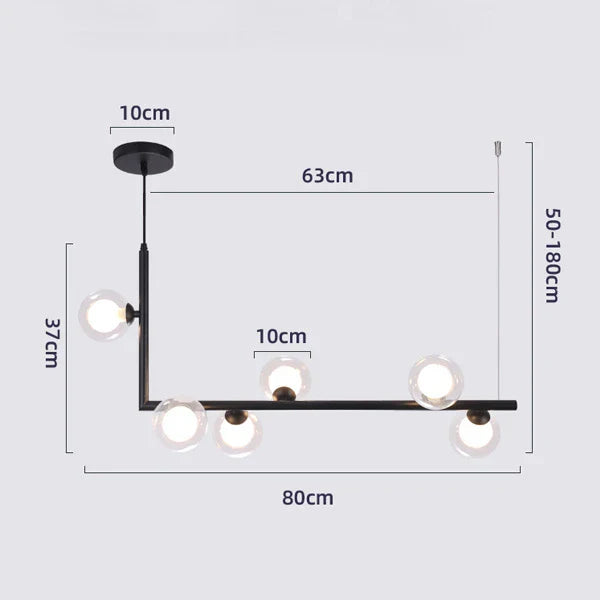 Decorbites™ Glas Schwarz Kronleuchter Pendellampe Nordisch Modern Wohnzimmerleuchte