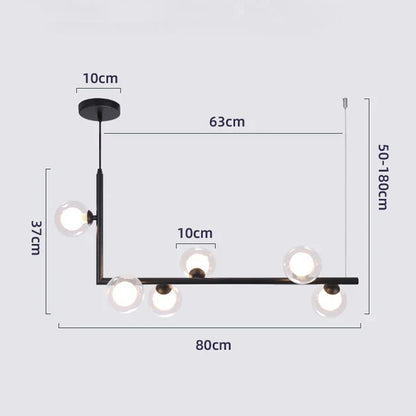 Decorbites™ Glas Schwarz Kronleuchter Pendellampe Nordisch Modern Wohnzimmerleuchte