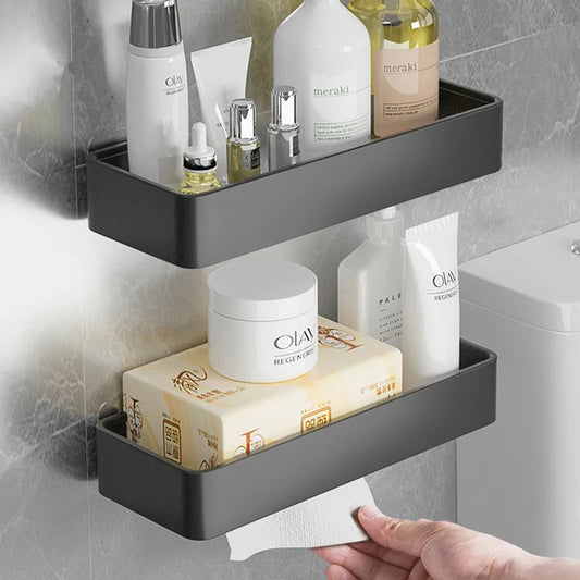 Decorbites™ Schwarzes Aluminium-Eckregal für Badezimmer, Küche und Stauraum