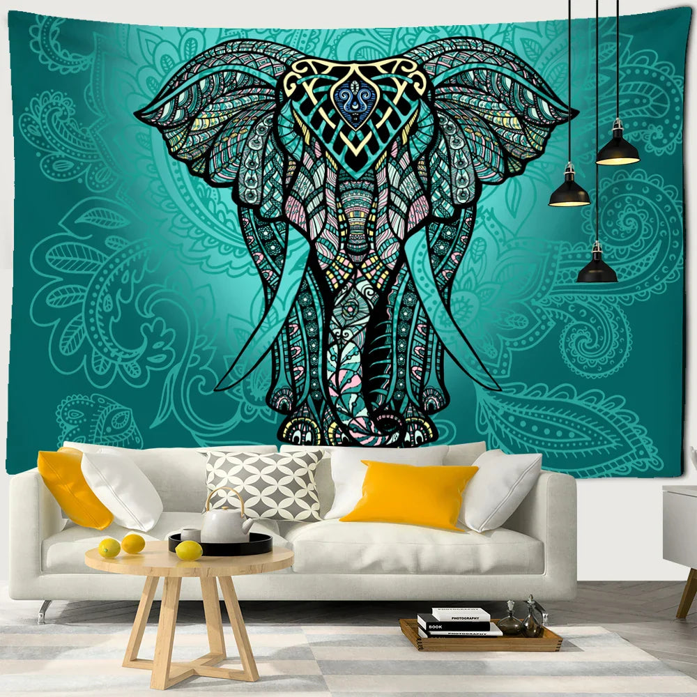 Decorbites™ Elefanten-Mandalas-Teppich Lebensbaum Wandbehang Psychedelisches Hexenwerk Hausdekoration