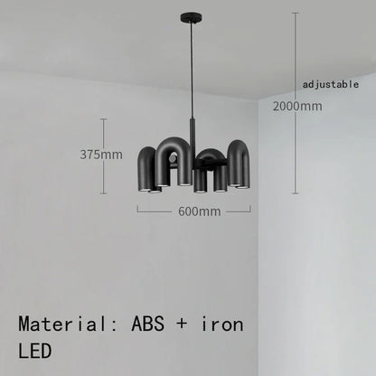 Decorbites™ Art-Deco-Metall-Leuchter in Schwarz, Orange und Grau – Verstellbares Kabel – Beleuchtung für Esszimmer, Eingangsbereich, Schlafzimmer