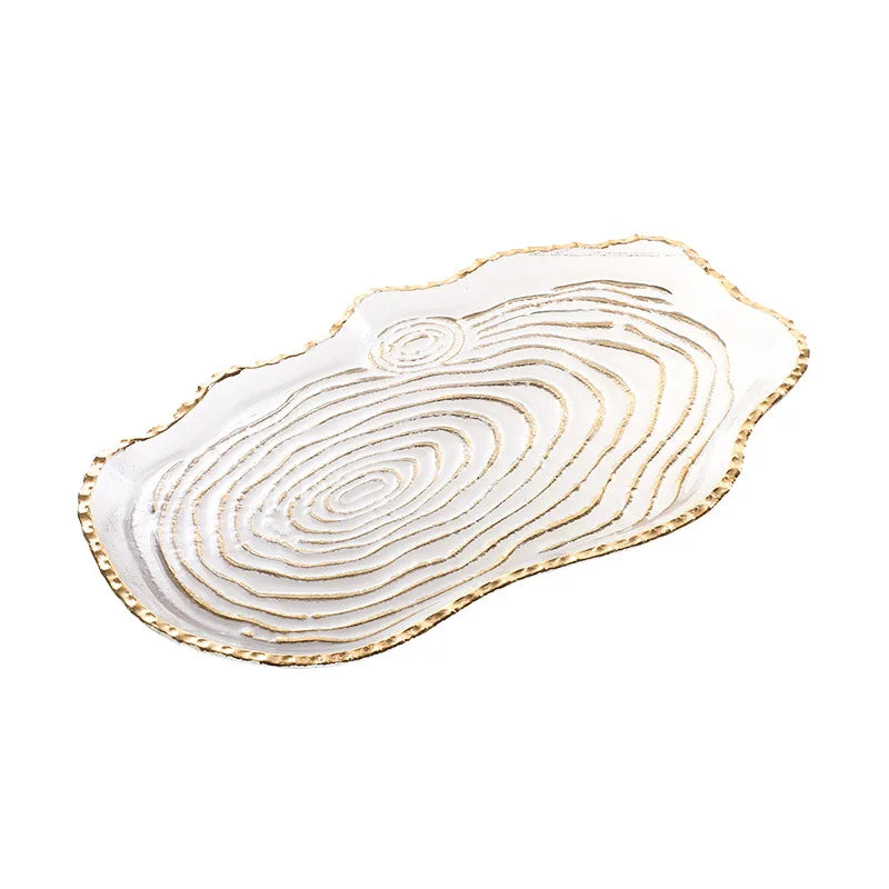 Decorbites™ Goldfolien-Glas-Tablett Geometrische Obstplatte Heimdekoration-Zubehör