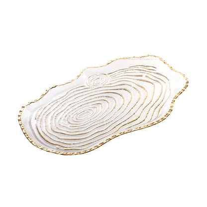 Decorbites™ Goldfolien-Glas-Tablett Geometrische Obstplatte Heimdekoration-Zubehör