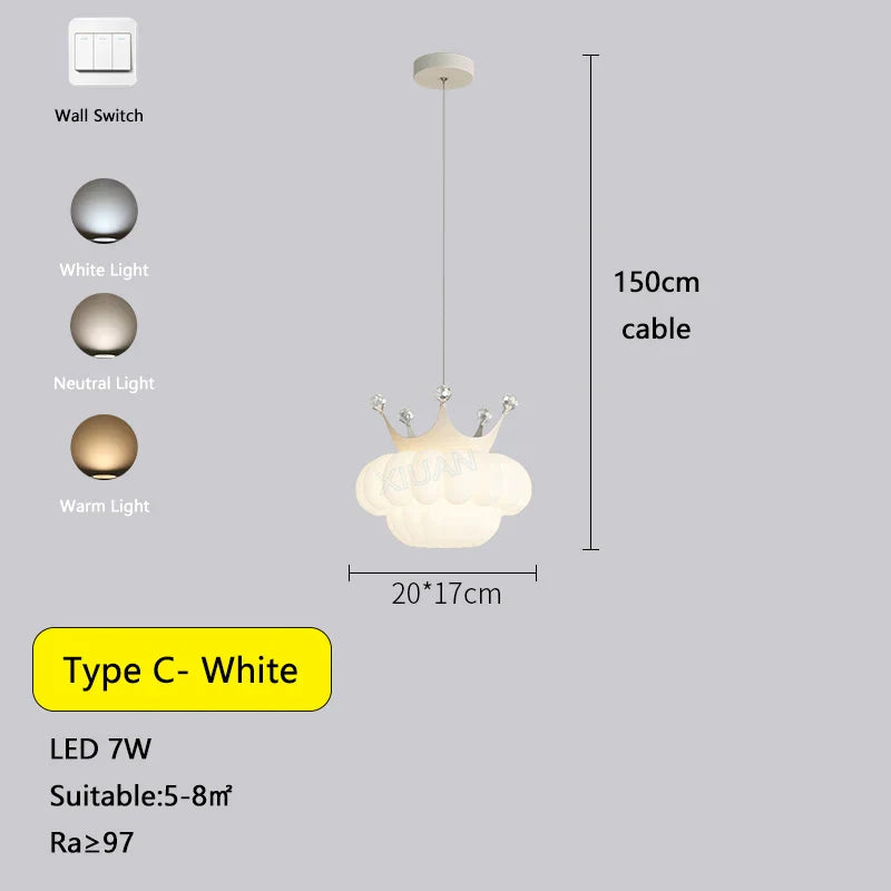 Decorbites™ Goldene Krone Anhängerleuchte: Luxuriöse Wolken-Hängeleuchte für Kinderzimmer und Wohnzimmer