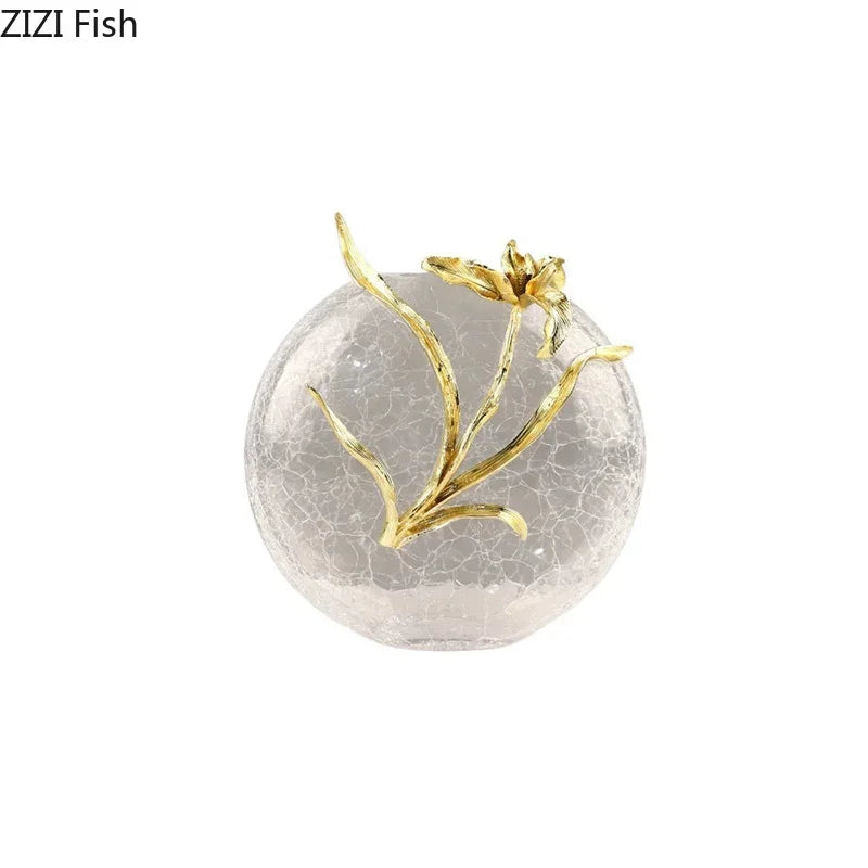 Decorbites™ Goldene Blüten-Glasvase als Schreibtischdekoration, ästhetische Blumenvasen, Raumdekoration