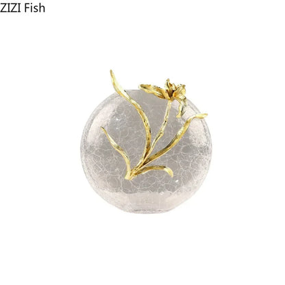 Decorbites™ Goldene Blüten-Glasvase als Schreibtischdekoration, ästhetische Blumenvasen, Raumdekoration