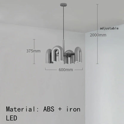 DecorBites™ Art Deco Metal Chandelier in Orange Blue Gray Black for Home and Business