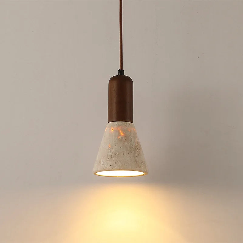 Decorbites™ Japanisches Vintage-LED-Pendant-Licht, Gelber Travertin Wabi-Sabi Hängelampe