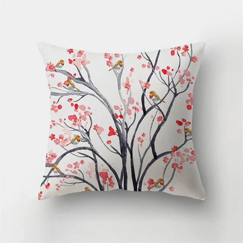 Decorbites™ Reh-Tier Kurz-Plüsch-Kissenbezug mit natürlichen Blättern und Blumen