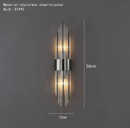 DecorBites™ Clear Crystal LED Wall Lamp Stainless Steel Sconces