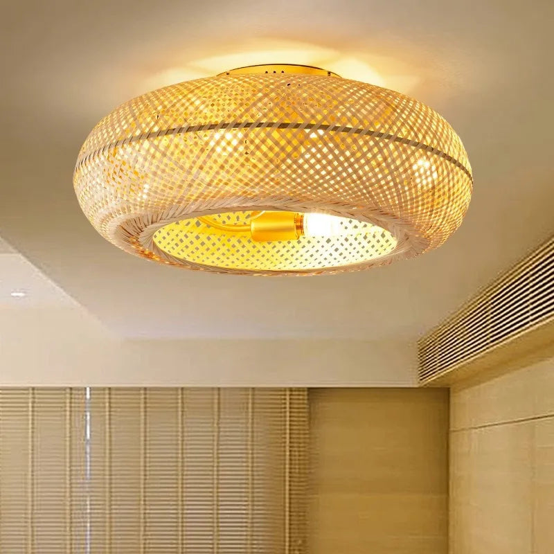 Decorbites™ Bambus-Deckenventilator mit Lichtern, Fernbedienung, 50 cm, ausziehbar, leise Blätter