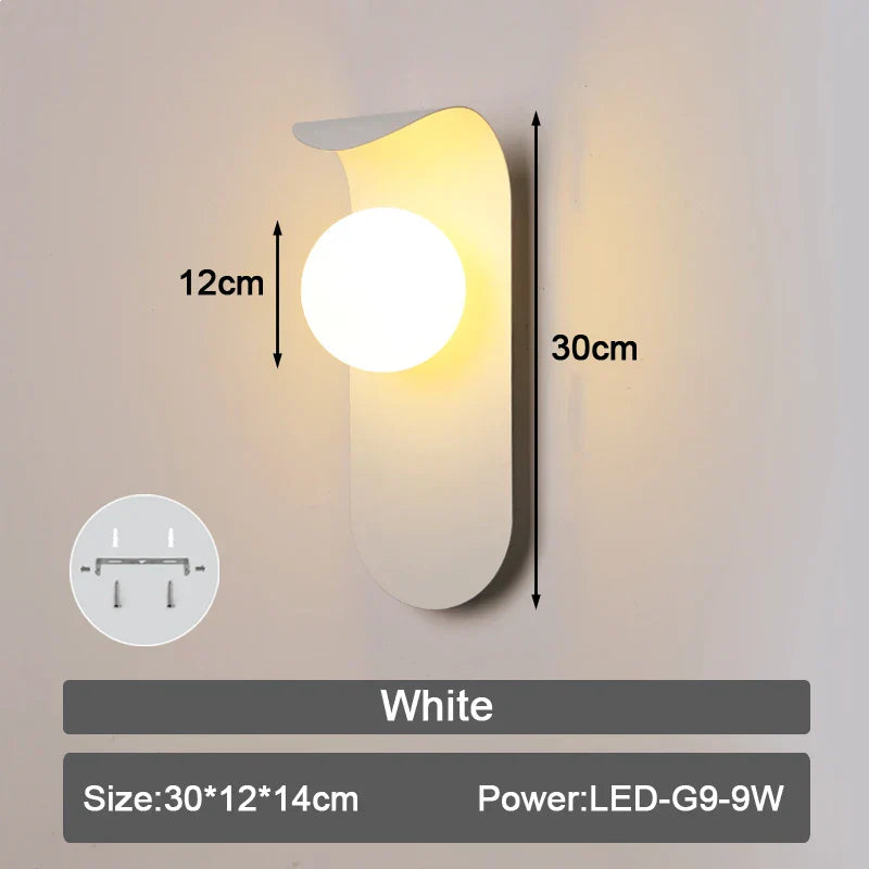 Decorbites™ Frostglas-Kugel-LED-Wandleuchte für Schlafzimmer und Flur