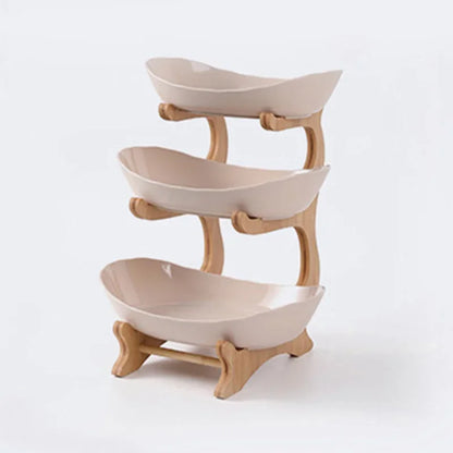 DecorBites™ 3-stöckiges Tellerset: Geschirr, Obstschale, Snackständer, Tortenplatte, Salatschüssel