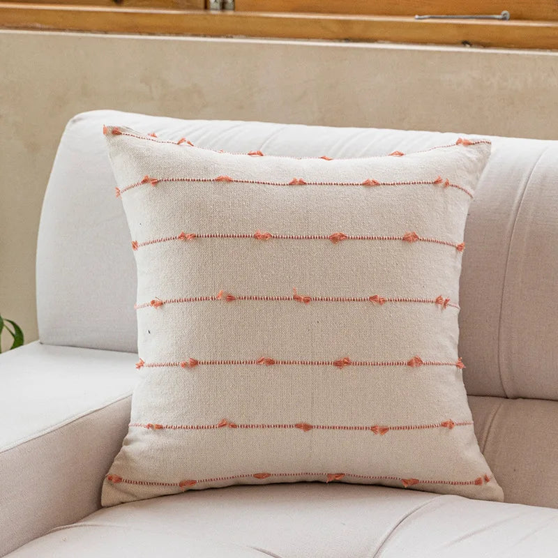 Decorbites™ Baumwoll-Streifen-Jacquard-Kissenbezug-Set: Blau Gelb Grau Pink Beige Schwarz