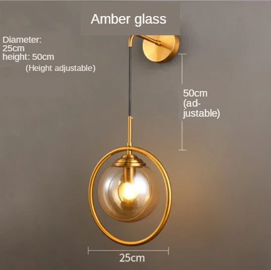 Decorbites™ Glas-Kugeln-Wandleuchte Goldenes Nachttischlampen-Armatur für die Hausdekoration