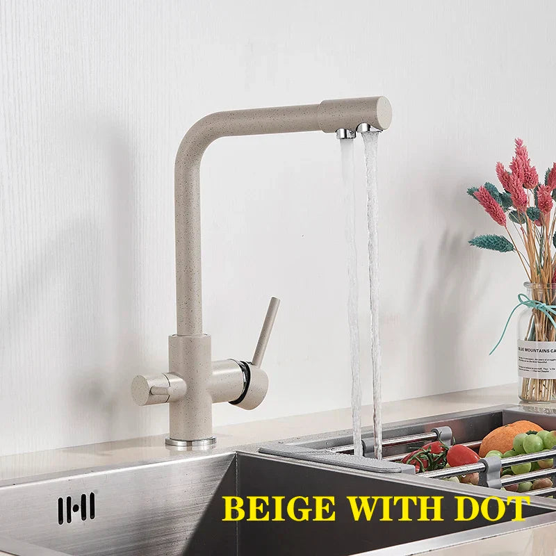 Decorbites™ Zweifachauslauf Chrom Küchenarmatur Wasserfilter Mischbatterie