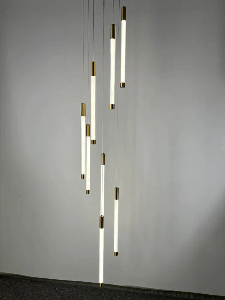 Decorbites™ Goldene Rohr-Leuchter: Moderne Designer-LED-Treppenbeleuchtung für nordisches Loft-Apartment