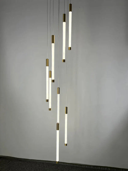 Decorbites™ Goldene Rohr-Leuchter: Moderne Designer-LED-Treppenbeleuchtung für nordisches Loft-Apartment
