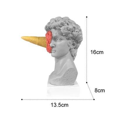 DecorBites™ Ice Cream David Statue Myth Character Resin Ornament Desk Sculpture Home Decor