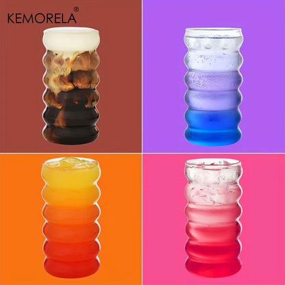 Decorbites™ 500ML Wellenförmige Getränke-Gläser mit Strohhalmen - Vintage Glasbecher