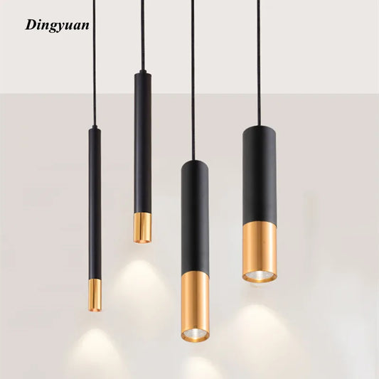 Black Aluminum Cylinder Dimmable LED Pendant Light